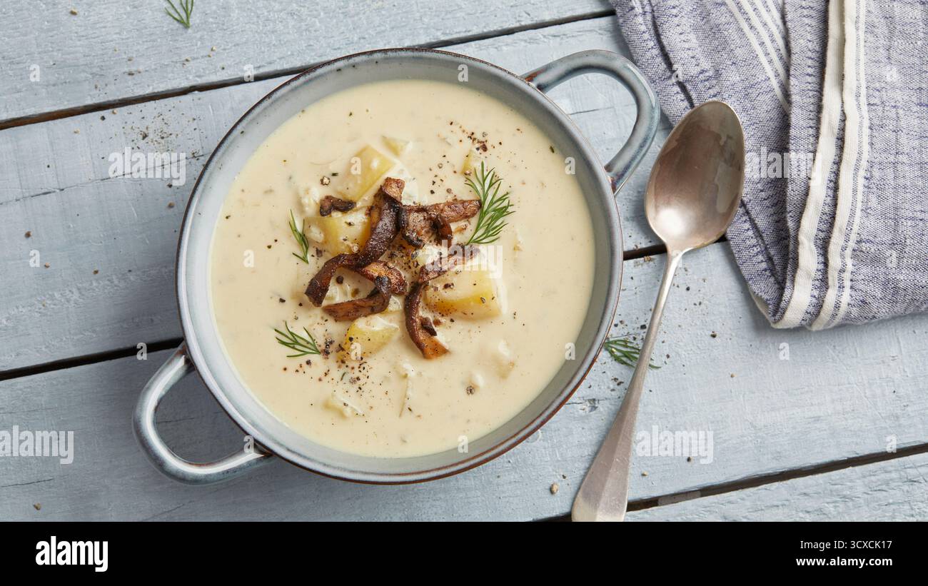 Zuppa vegana di zuppa di vongole Foto Stock