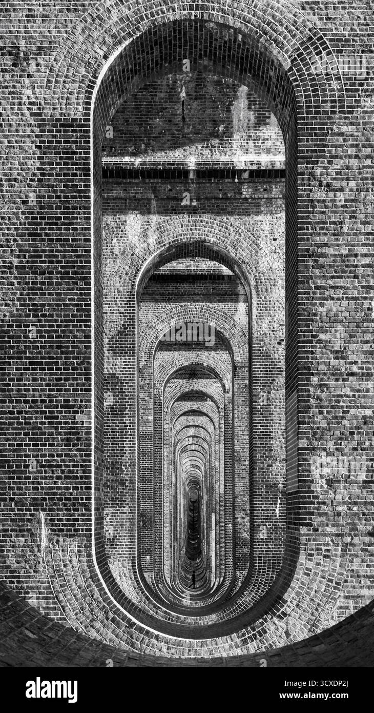 Immagine in bianco e nero del viadotto della valle di Ouse Foto Stock