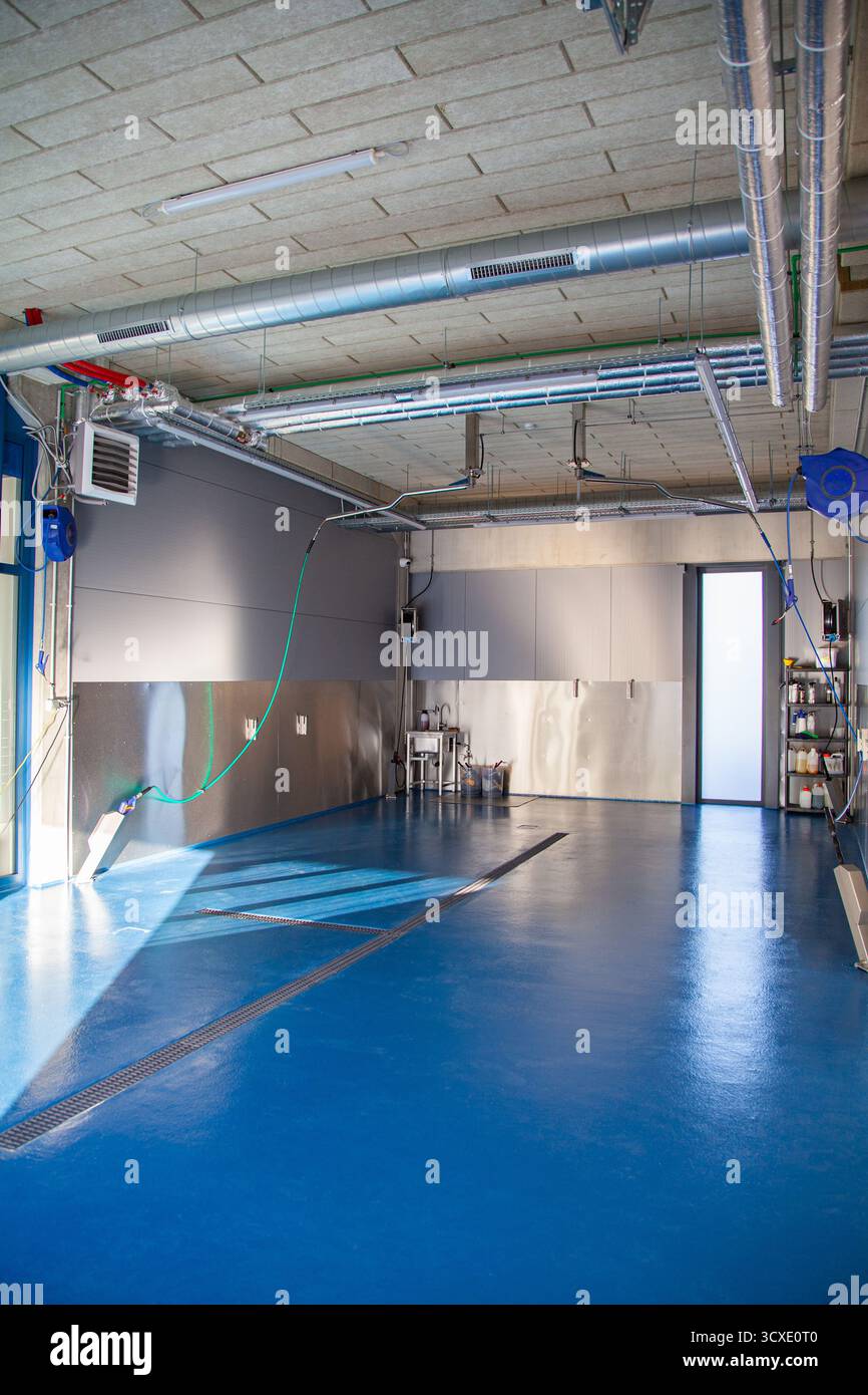 Spaziosa area di servizio con lavaggio e pulizia chimica Foto Stock