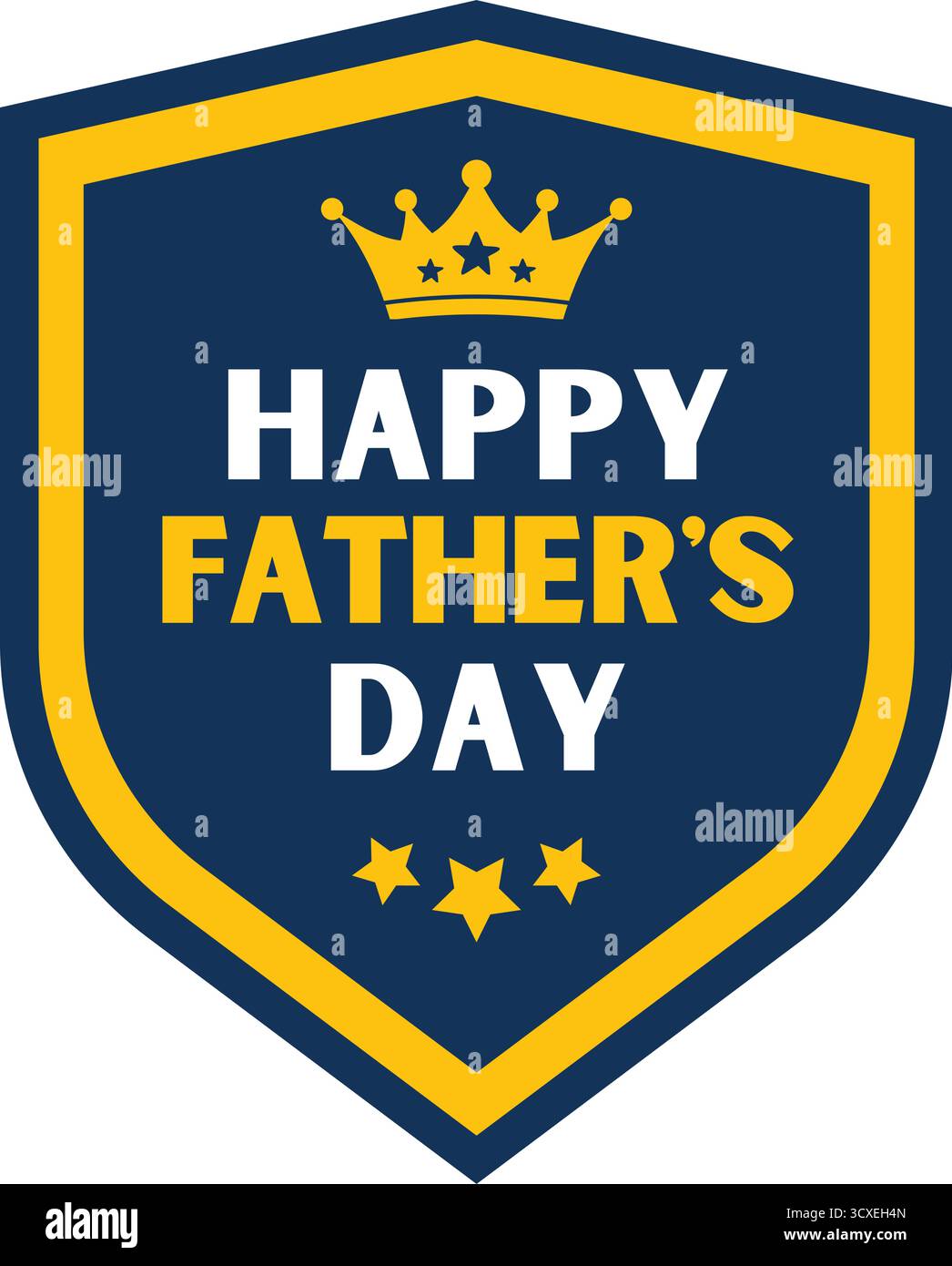 Uno scudo blu regale con un bordo dorato che proclamava la "buona festa del papà", completo di corona e stelle. Perfetto per celebrare padri e padre Illustrazione Vettoriale