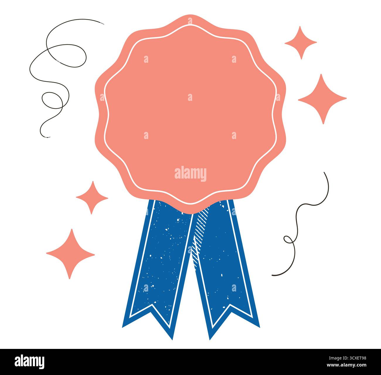 Celebra la festa del papà con questo accattivante nastro di premiazione. Caratterizzato da un brillante emblema color pesca, nastri blu, coriandoli giocosi e accen stellato Illustrazione Vettoriale