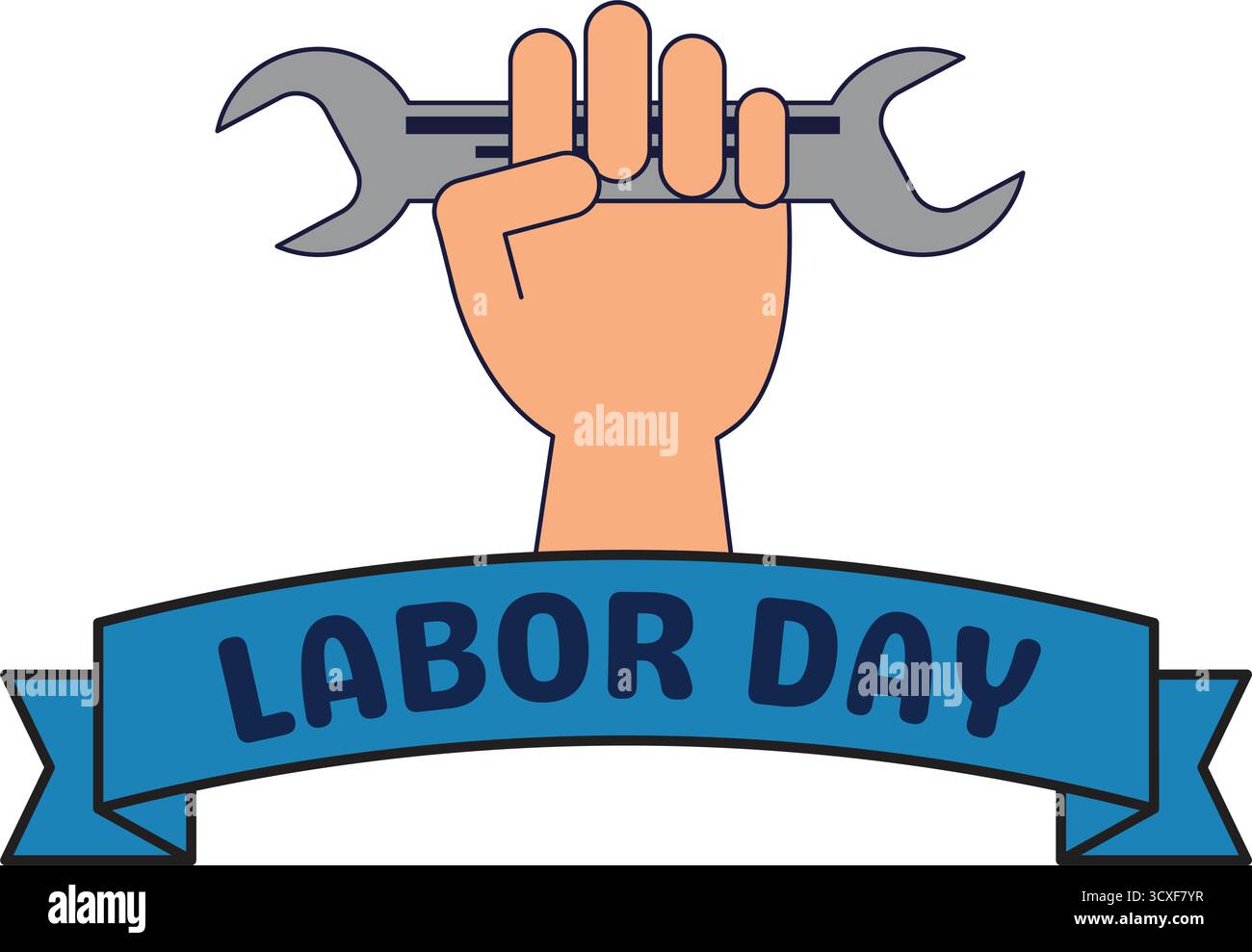 Design Labor Day con chiave di tenuta manuale Illustrazione Vettoriale
