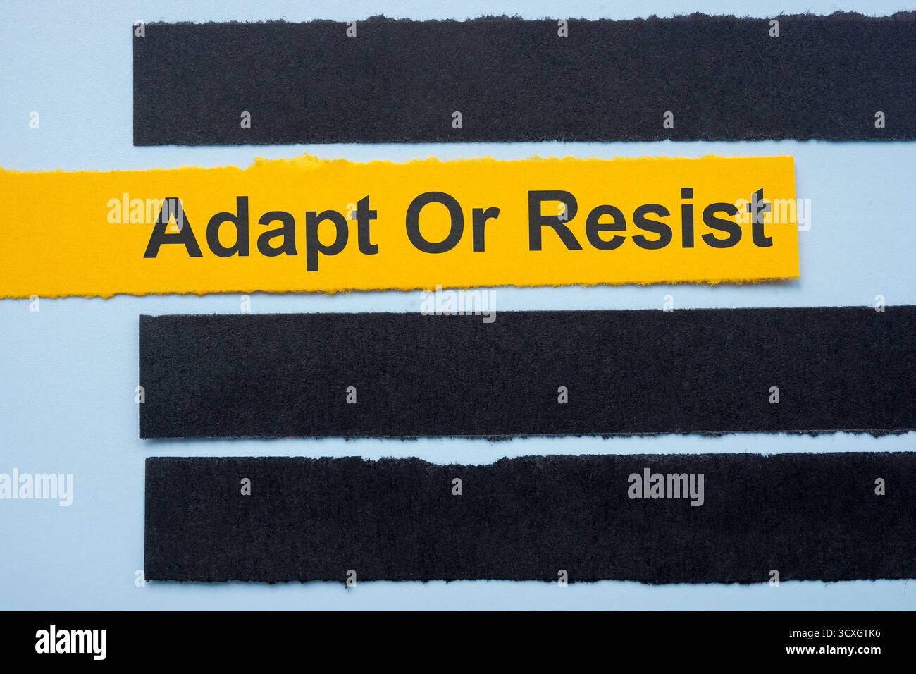 Adattare o resistere con strisce di carta. Gestione del cambiamento e crescita personale. Foto Stock