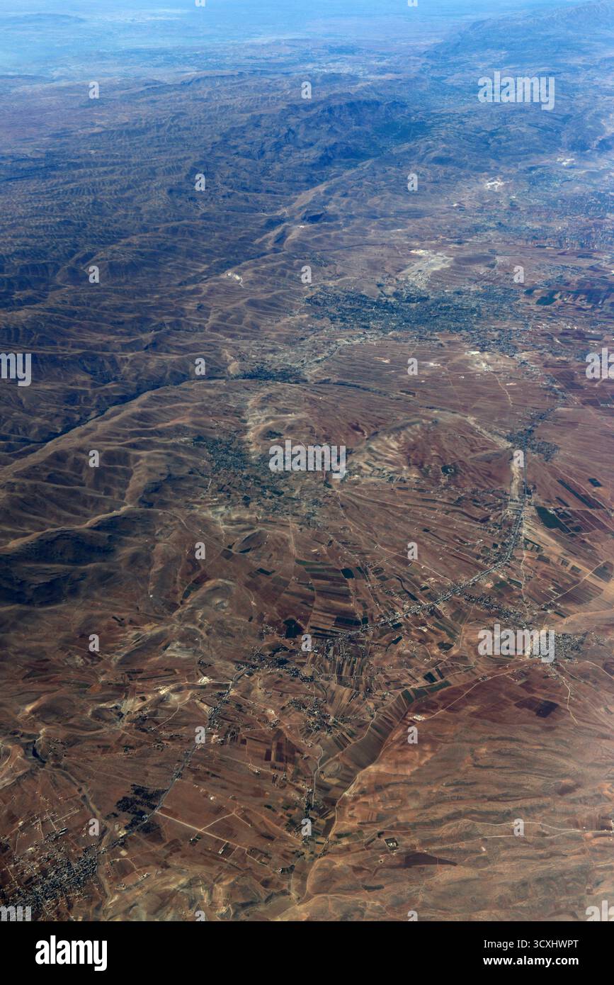 Veduta aerea della valle di Beqaa in Libano. Foto Stock