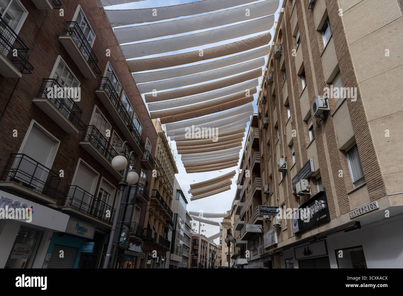 Dettaglio della tipica architettura di Cordova con pareti dipinte di bianco, cortili fioriti, finestre in ferro battuto e decorazioni in ceramica. Una vera e propria Foto Stock