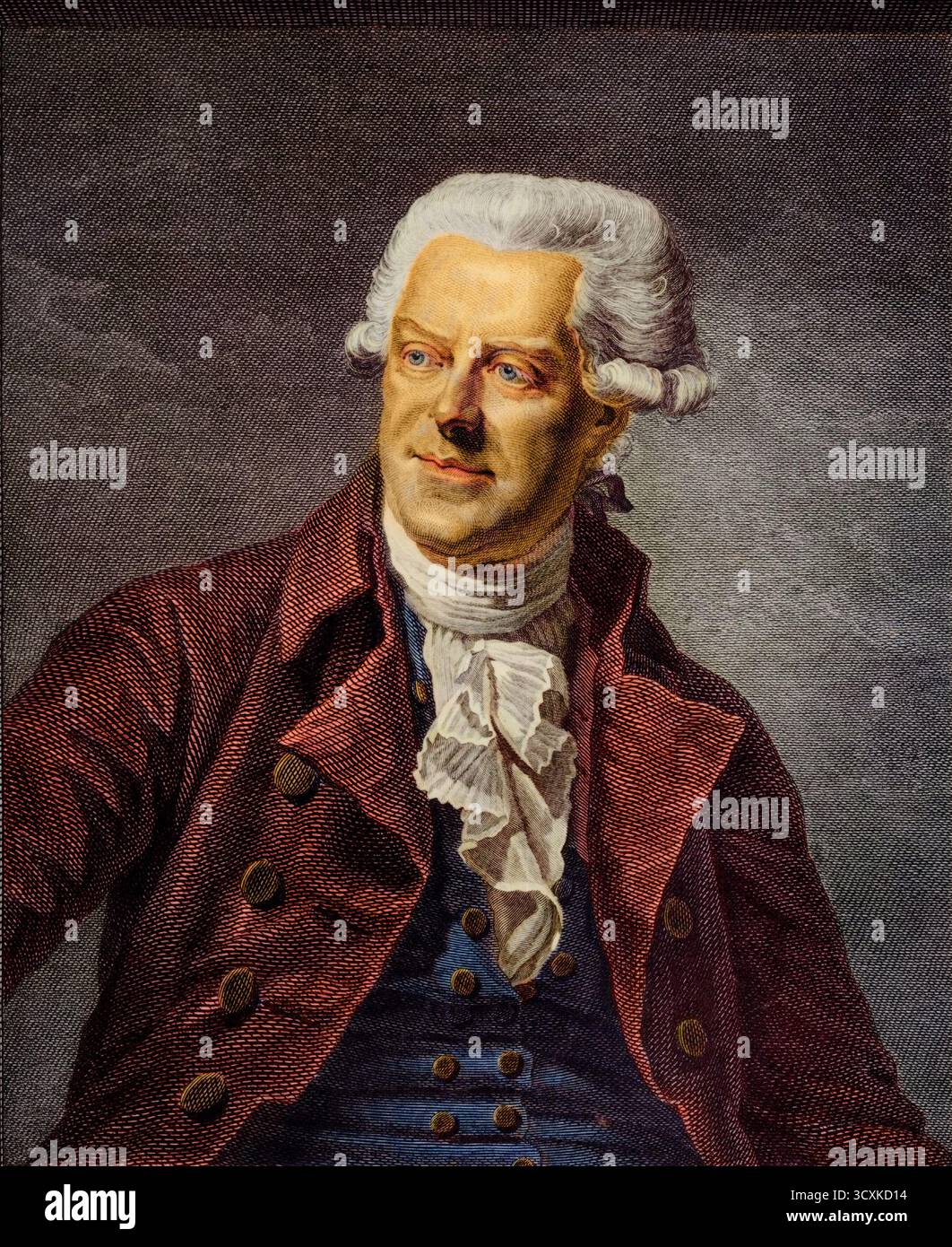 Ritratto di Pascal Paoli patriota corso, statista e capo militare - INCISIONE DOPO Benoît-Louis Henriquez (1732-1806) Foto Stock