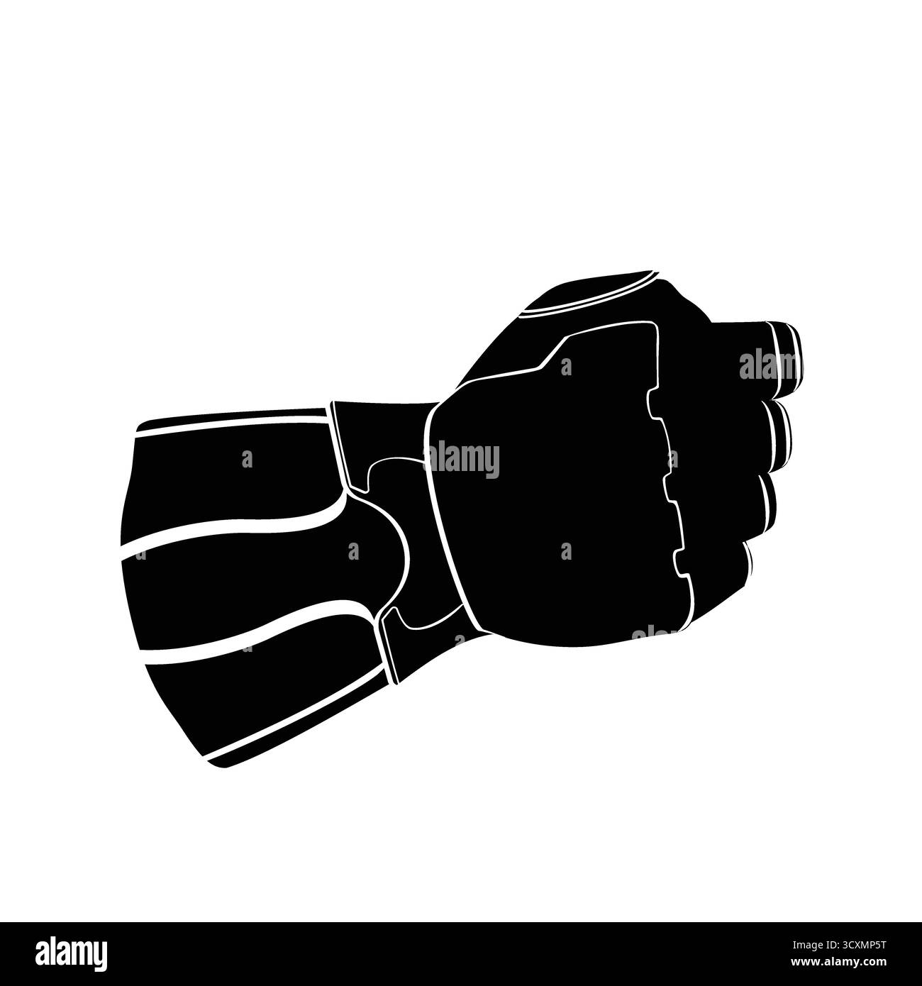 Guanti da cavaliere medievali con silhouette bianca e nera Illustrazione Vettoriale