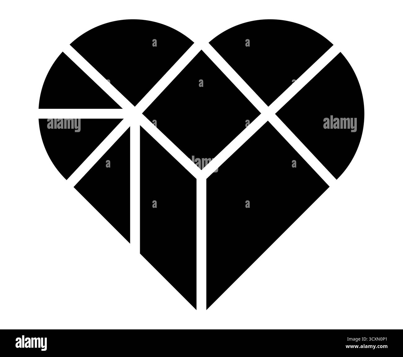 Forma a cuore creata con pezzi di puzzle tangram per un design creativo Illustrazione Vettoriale