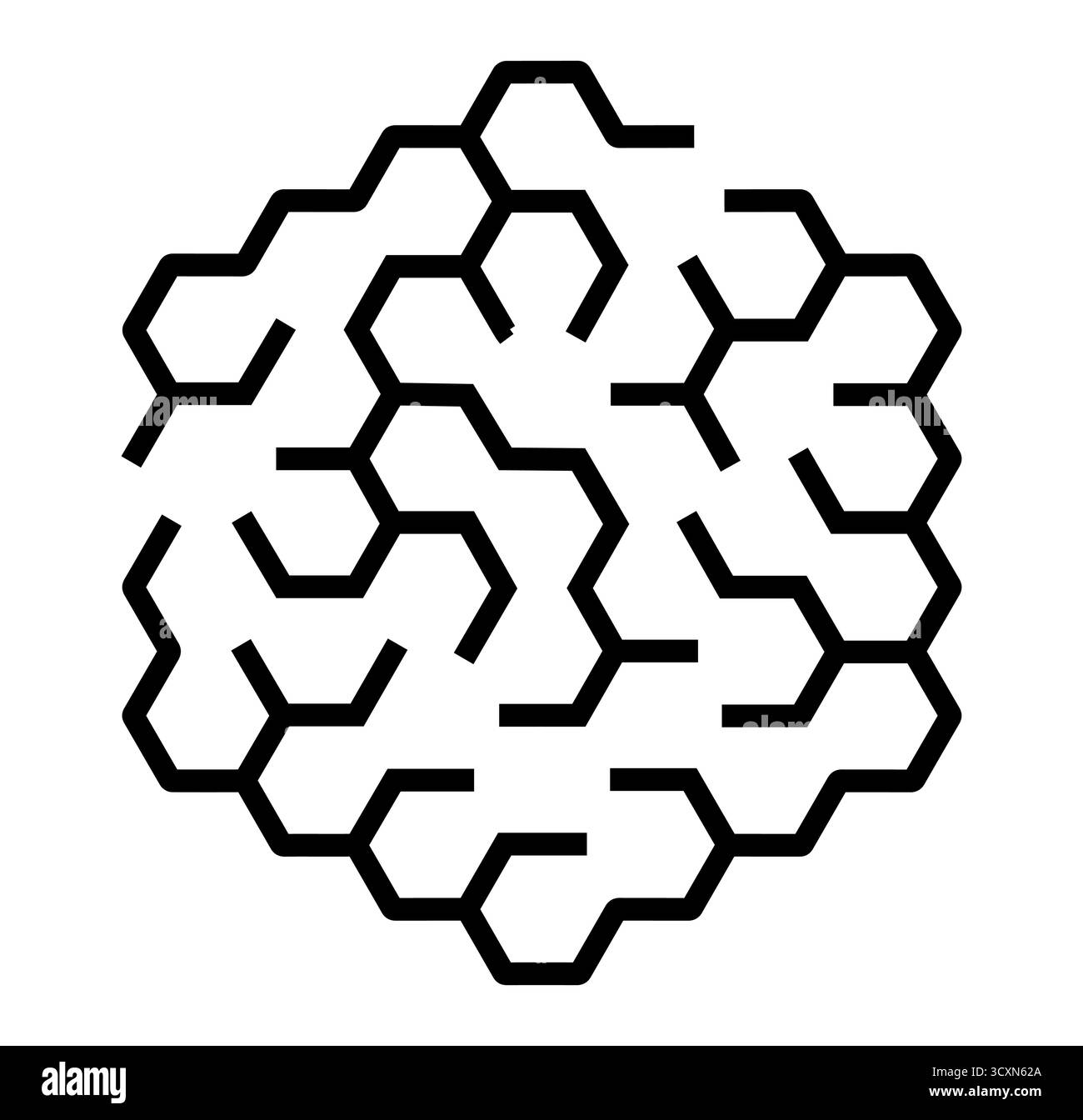 Puzzle con labirinto esagonale per giochi e teaser Illustrazione Vettoriale