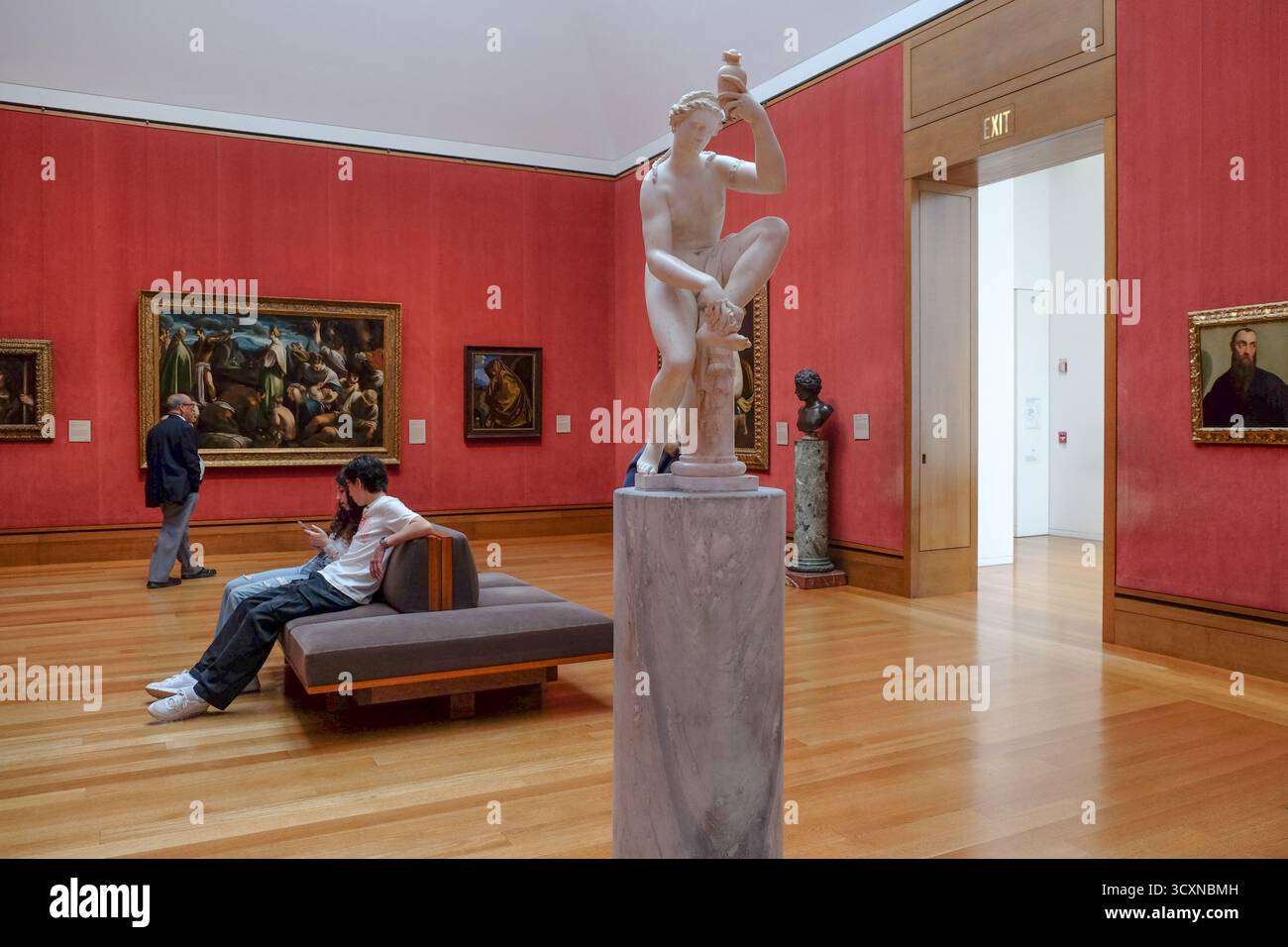 Persone, arte e dipinti nella Getty Center Art Gallery, Los Angeles, California, USA Foto Stock