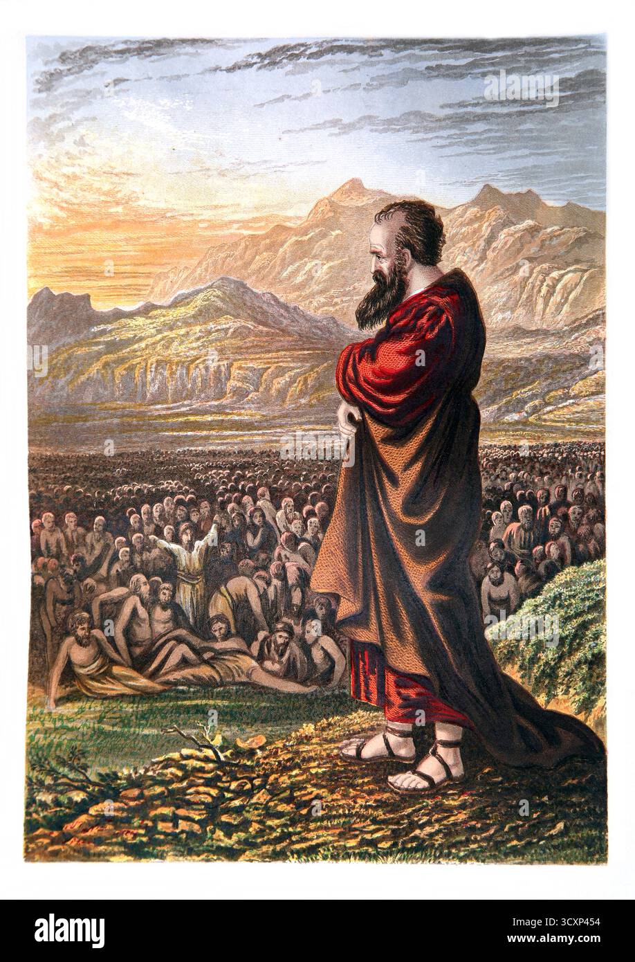 Illustrazione della visione di Ezechiele della Valle delle ossa secche (Ezechiele) del XIX secolo la Bibbia della famiglia autointerpretante William Mackenzie Publi Foto Stock