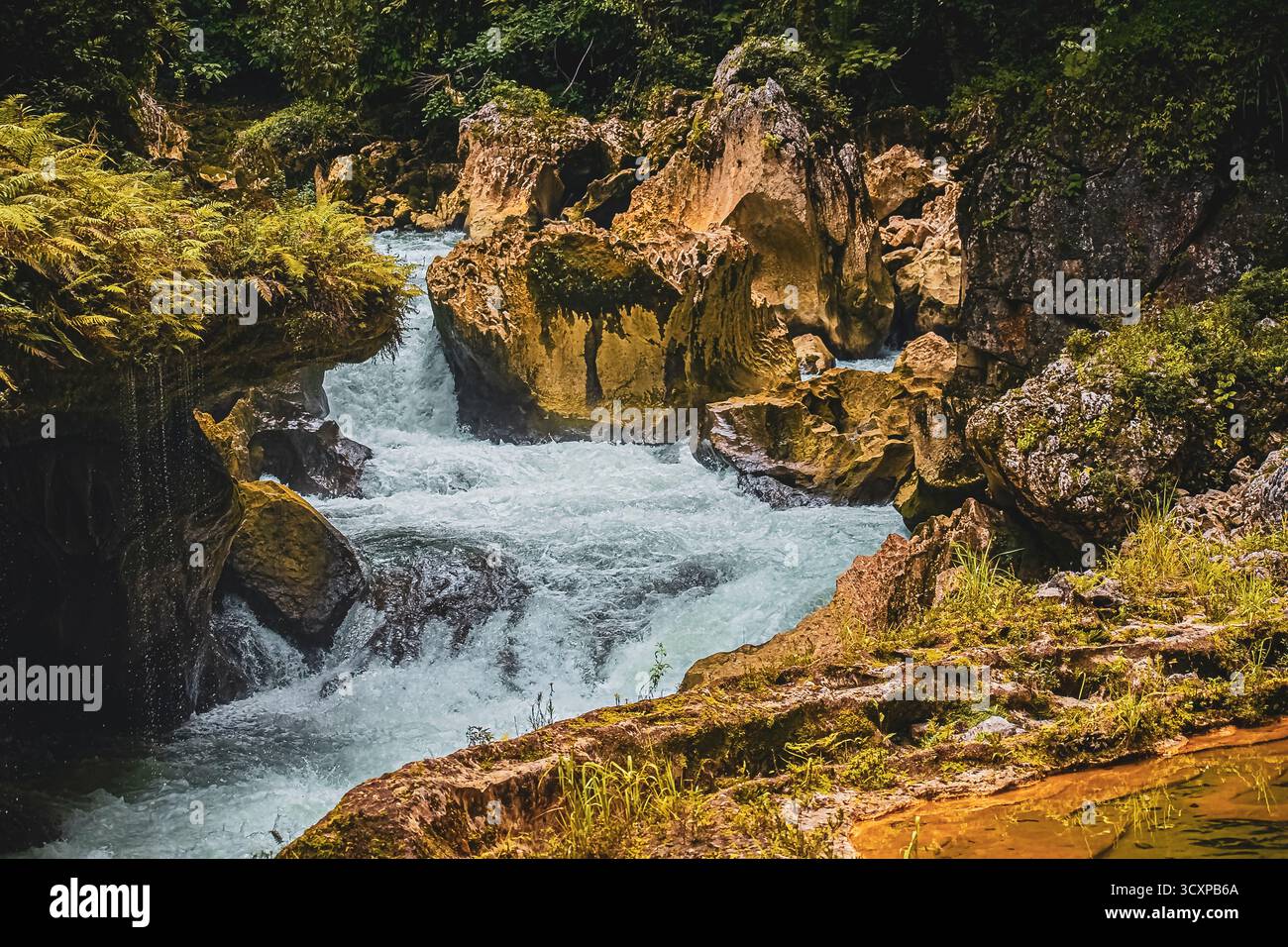 sposa su grandi rocce Foto Stock