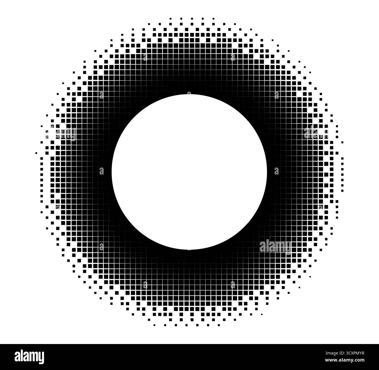 Disegno astratto pixel circolare per progetti di arte digitale Illustrazione Vettoriale