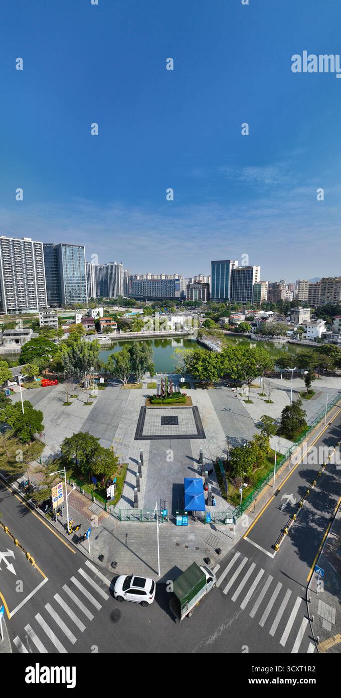 Fotografia aerea dell'antico mercato di Qingping, della città cinematografica e televisiva, di via Xinqiao, del distretto di Bao'an, della città di Shenzhen Foto Stock