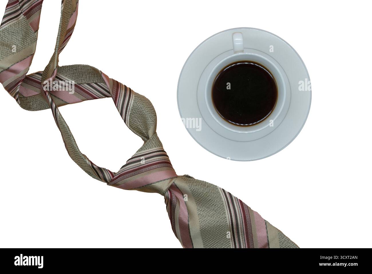 una cravatta, una tazza di caffè, set da uomo d'affari, immagine aziendale, sfondo, stile business Foto Stock