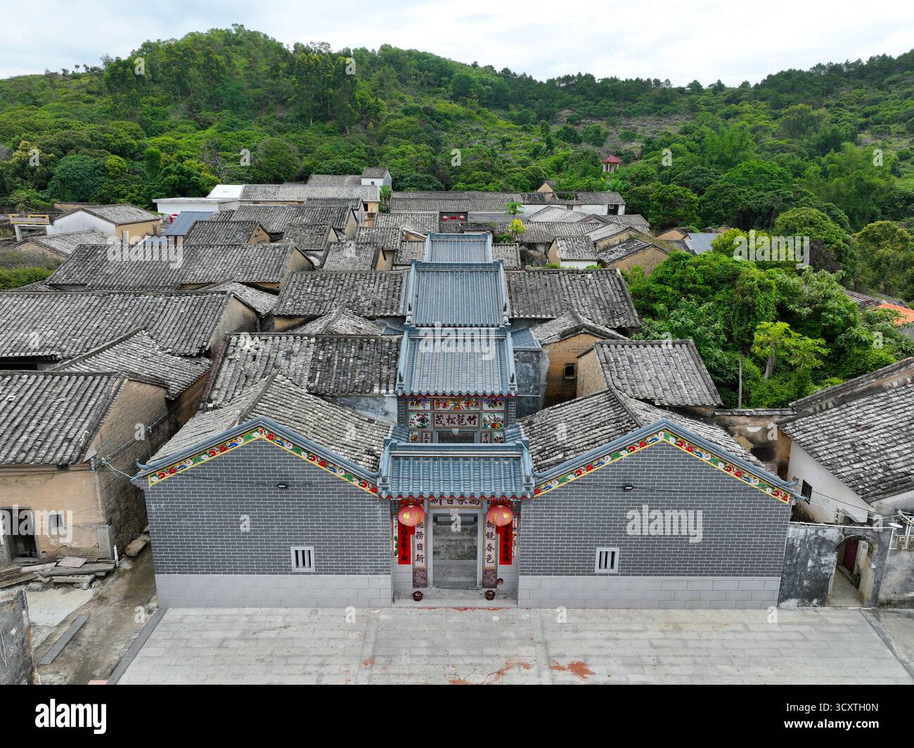 Fotografia aerea del giardino costiero della città di Xiayong Huarun Trail Bay a Daya Bay, Huizhou City Foto Stock