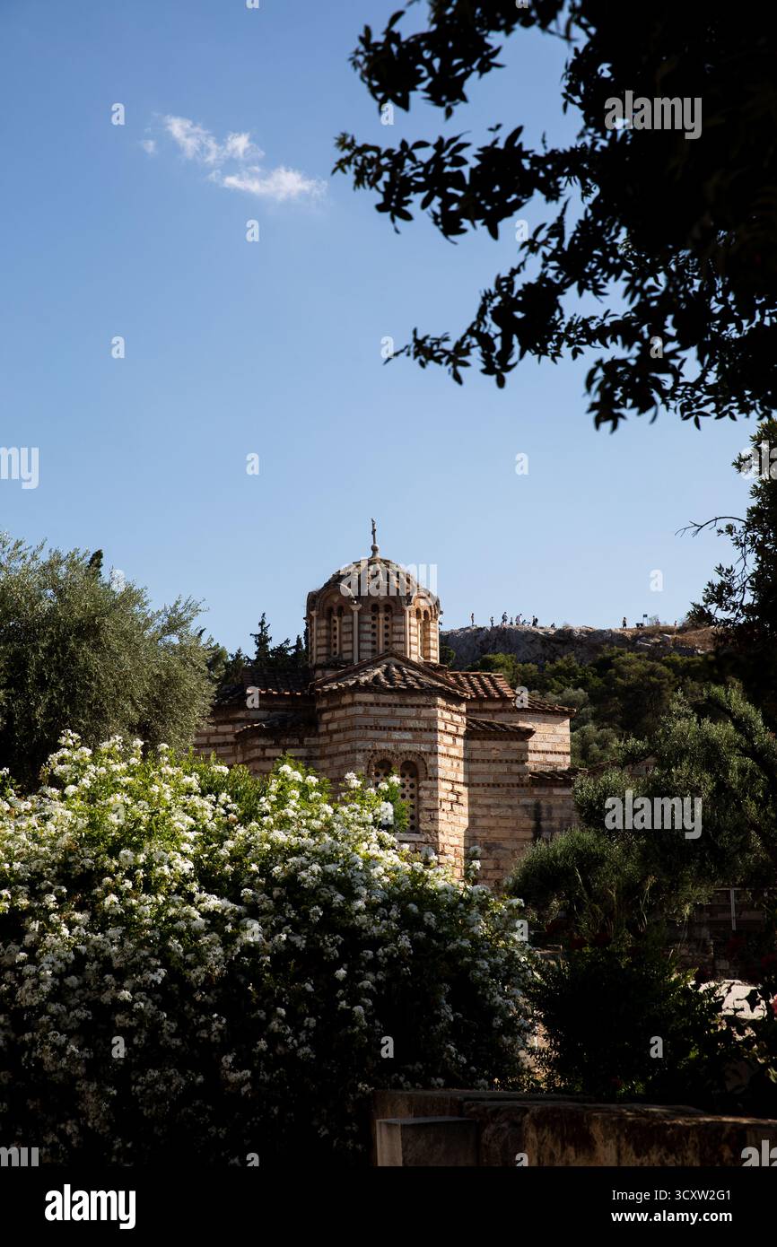 Vista dall'antica Agorà di Atene - Areios Pagos Foto Stock