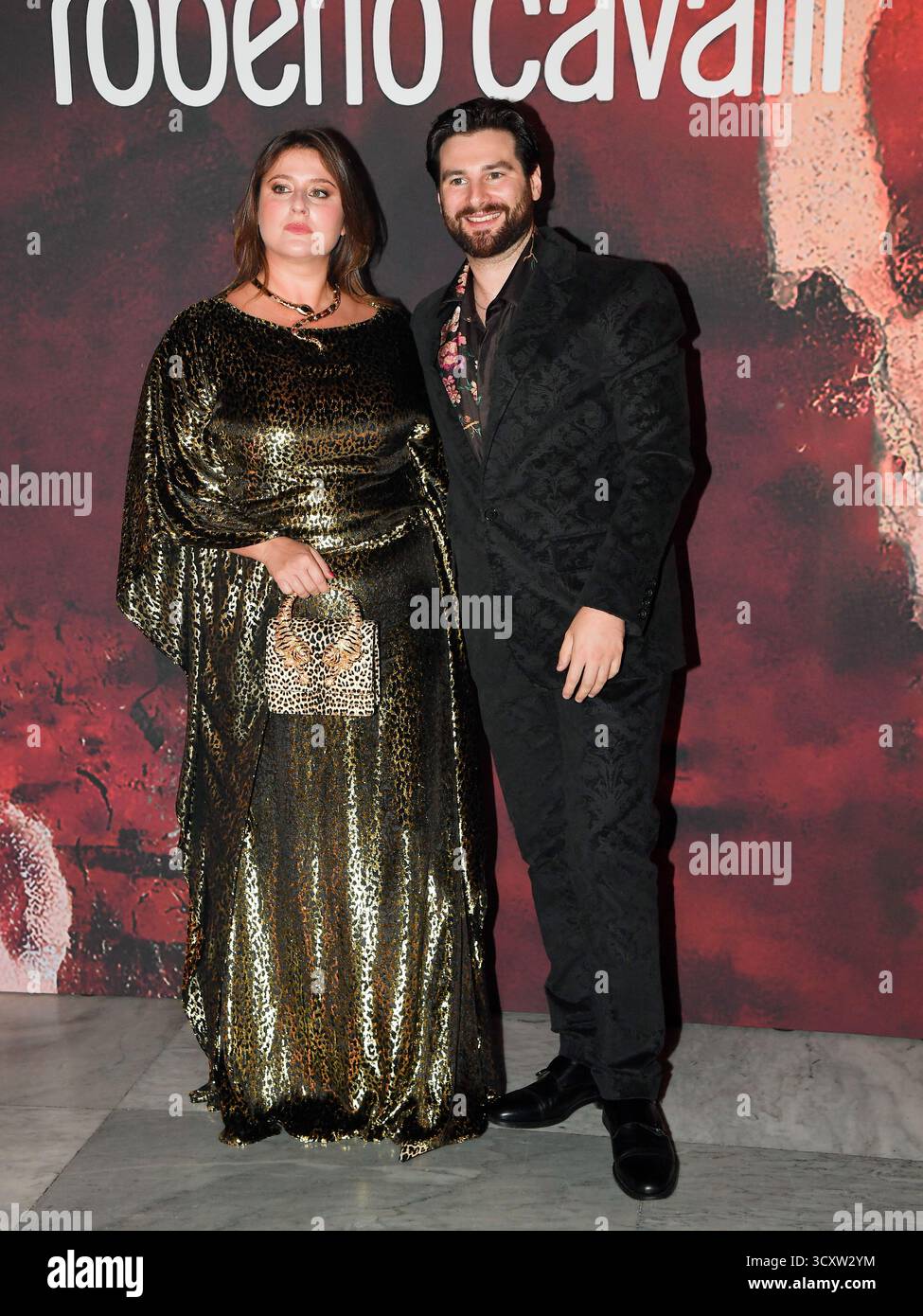 Roma, Italia. 15 ottobre 2025. Roma Roberto cavalli evento per il Rome Cinema Fest 2025, nella foto: Michela Giraud con il suo fidanzato Riccardo Cotumaccio credito: Agenzia fotografica indipendente/Alamy Live News Foto Stock