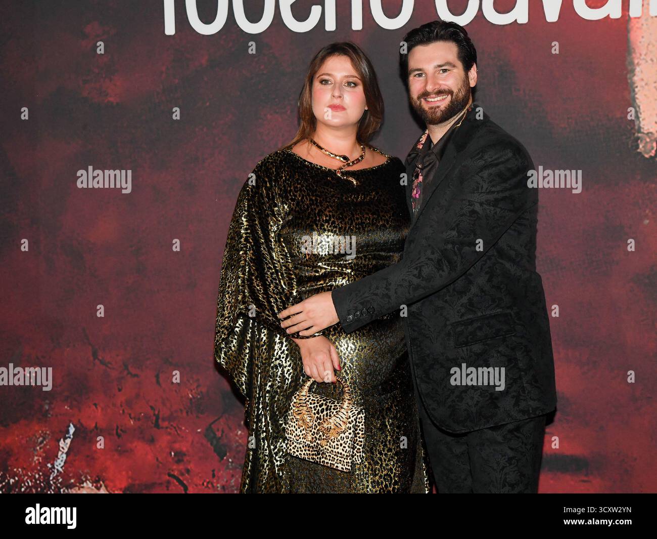 Roma, Italia. 15 ottobre 2025. Roma Roberto cavalli evento per il Rome Cinema Fest 2025, nella foto: Michela Giraud con il suo fidanzato Riccardo Cotumaccio credito: Agenzia fotografica indipendente/Alamy Live News Foto Stock
