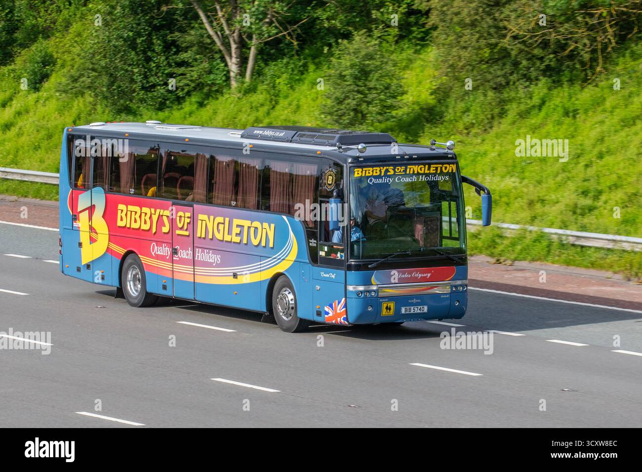 "Dales Odyssey" Bibby's di Ingleton, gestore di viaggi in pullman a conduzione familiare. Noleggio di pullman e minibus DAF e Van Hool a Ingleton, Inghilterra. Foto Stock