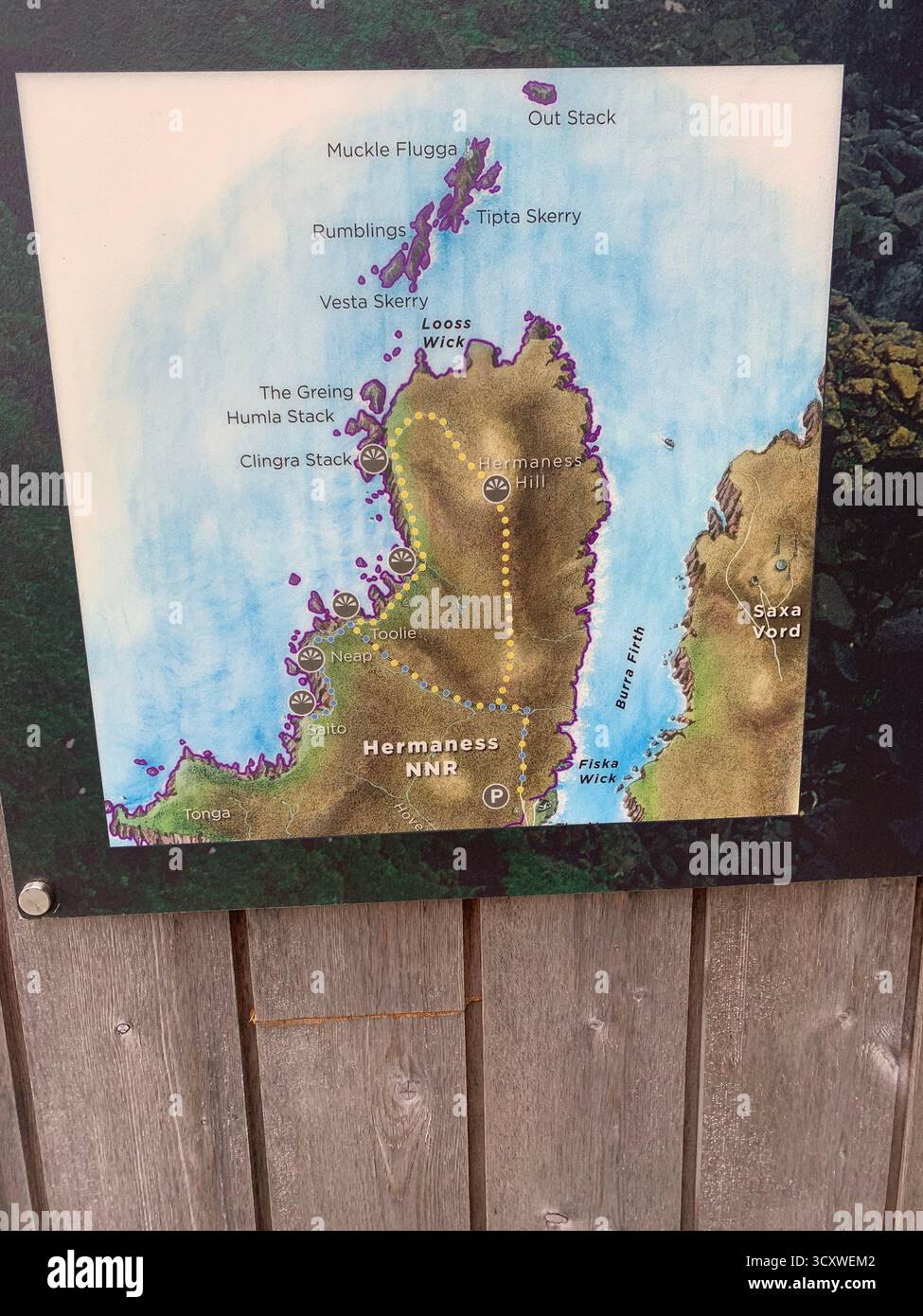 Riserva naturale di Hermaness Shetland isles Island Regno Unito Scozia passeggiate inglesi vista a piedi trekking di mare uccelli Parco Nazionale Gulls scogliera Faro - Immagine stock catturata con smartphone