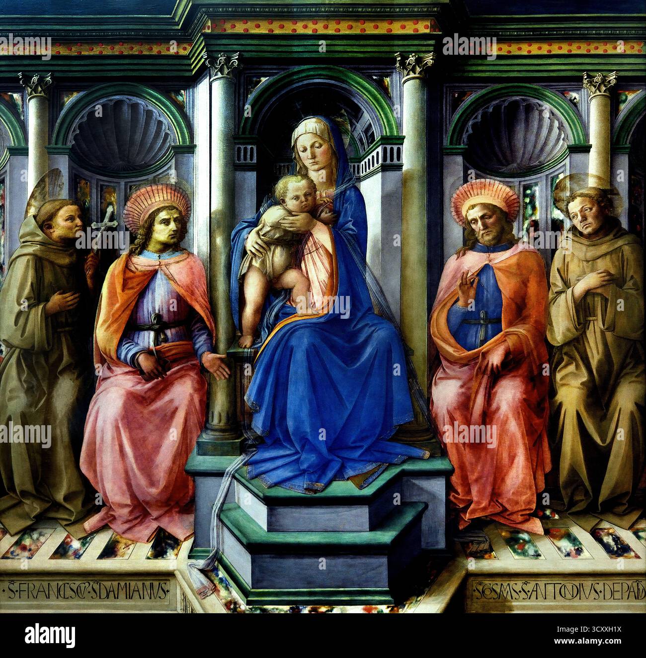 Madonna con il bambino e sei santi (Sant' Ambrogio Ancona) Sandro Botticelli 1470 ( Alessandro di Mariano Filipepi ) 1445-1510 Firenze pittore italiano di scuola fiorentina del primo Rinascimento. Foto Stock Madonna con il bambino e sei santi (Sant' Ambrogio Ancona) Sandro Botticelli 1470 ( Alessandro di Mariano Filipepi ) 1445-1510 Firenze pittore italiano di scuola fiorentina del primo Rinascimento. Foto Stock