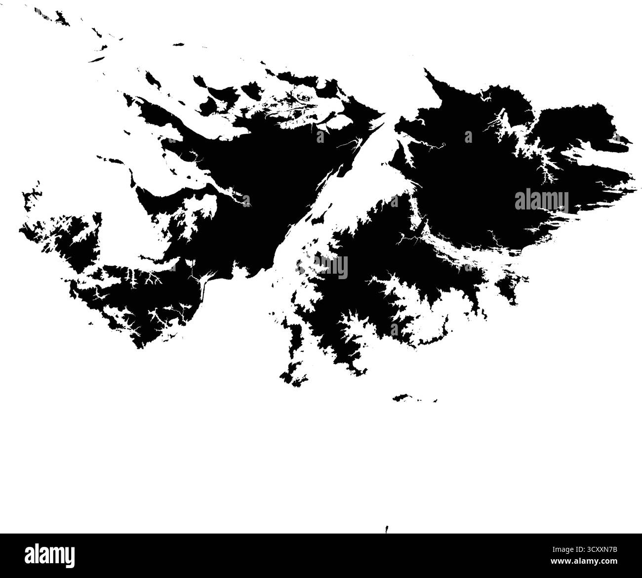 Sagoma vettoriale modificabile in nero delle Isole Falkland. Illustrazione Vettoriale