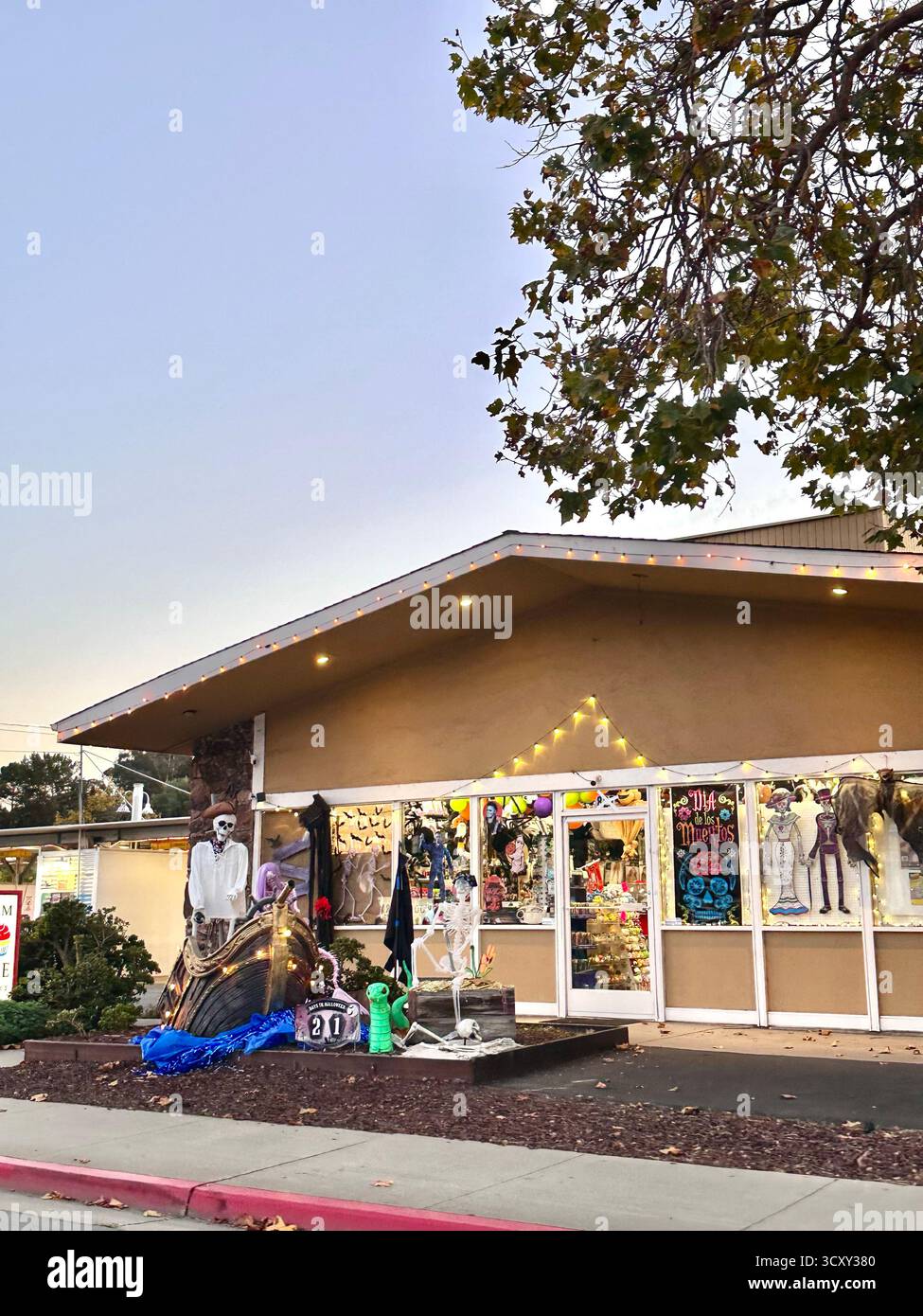 Halloween e Día de los Muertos Storefront - esposizione delle festività californiane - Immagine stock catturata con smartphone