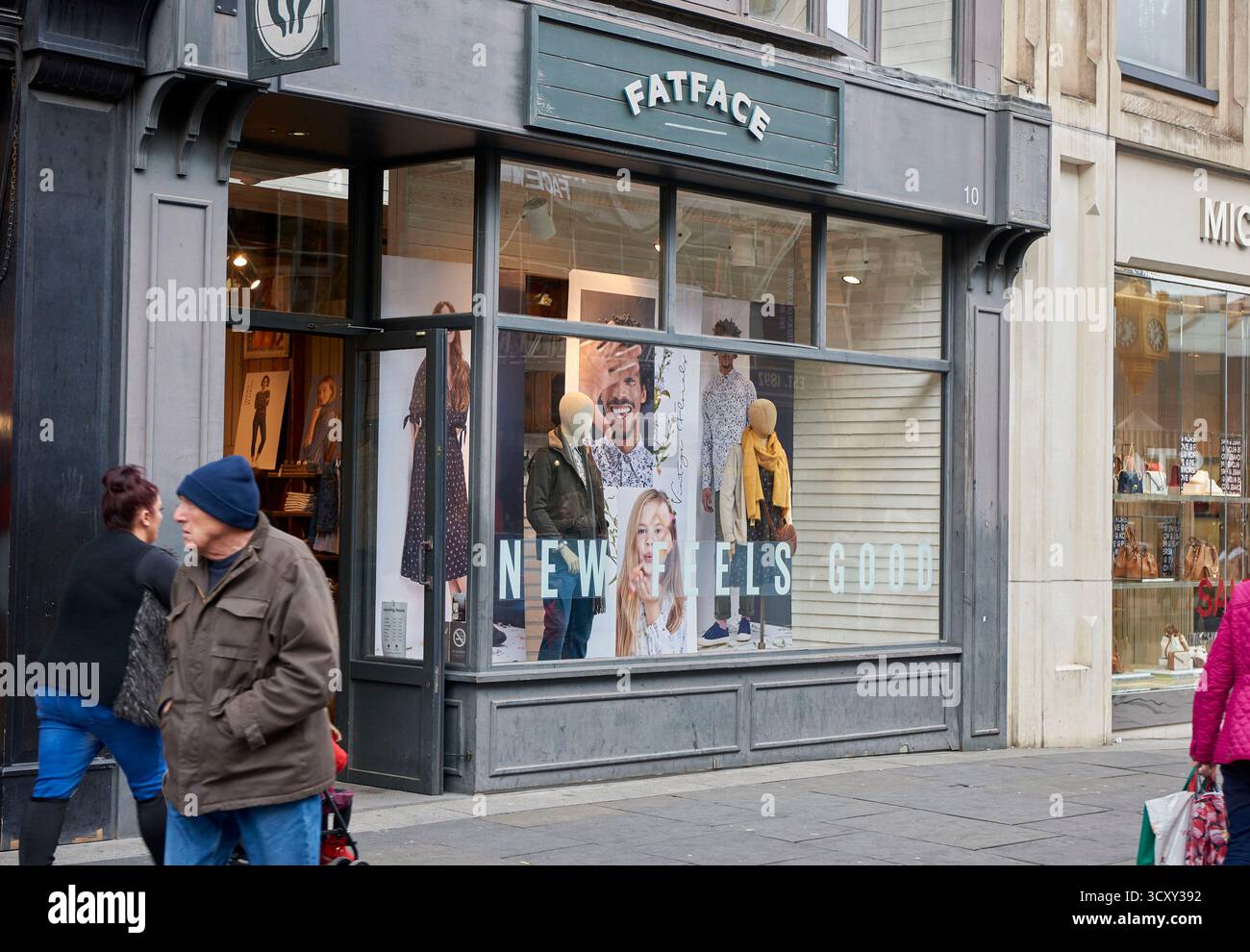 Saldi di gennaio a Newcastle upon Tyne City Centre, Inghilterra nord-orientale, Regno Unito, Fat Face Store Foto Stock