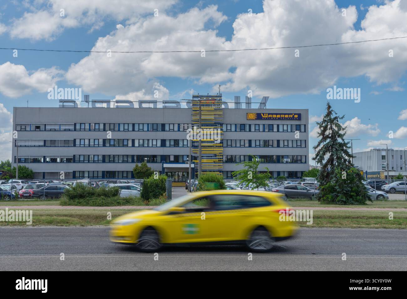 Sede centrale di Waberer’s International Nyrt. A Budapest, Ungheria, azienda leader nel settore della logistica e dei trasporti nell'Europa centrale. Foto Stock