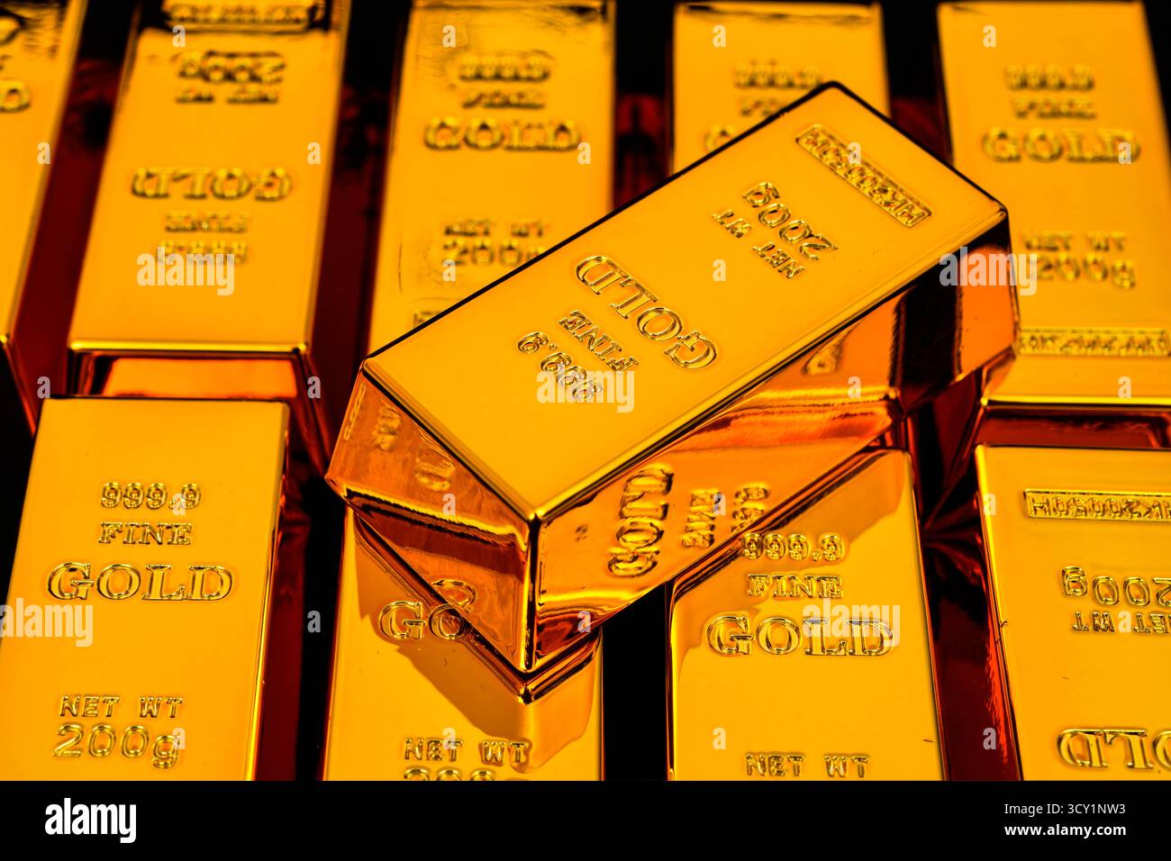 Primo piano foto con barre dorate sullo sfondo Foto Stock