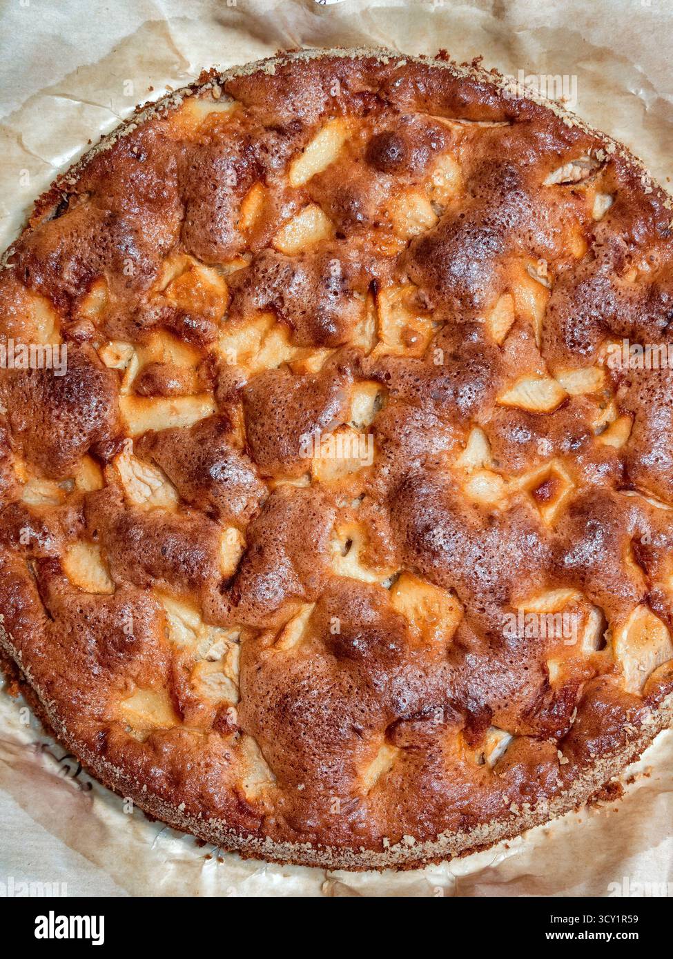 Torta di mele fatta in casa Golden Brown appena sfornata Foto Stock