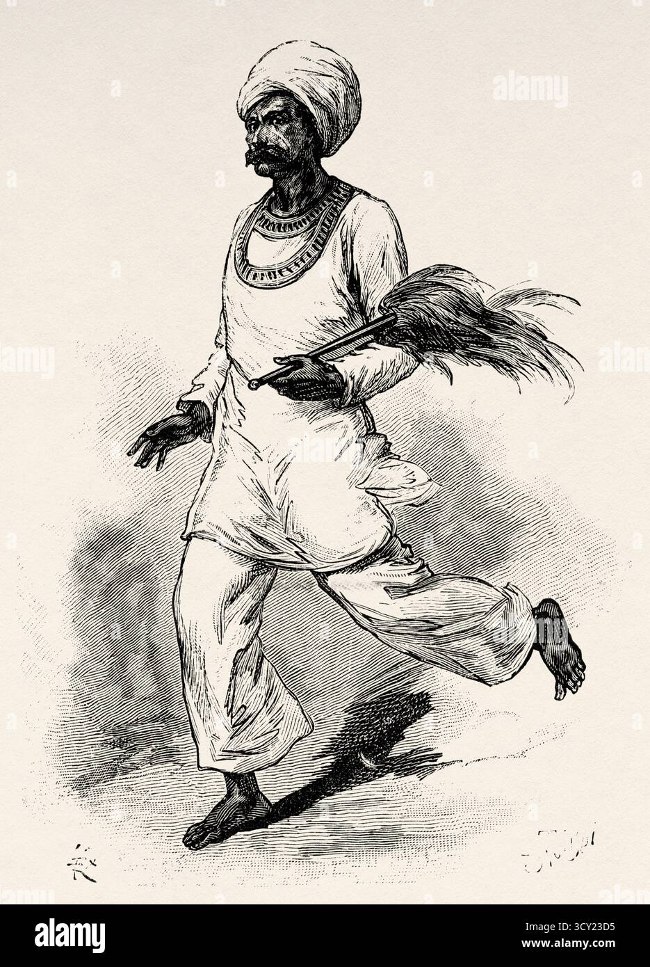 Servo indiano, India. Asia meridionale. Eight Days in India, 1876 di Emile Guimet (1836-1918) Drawings from Life di Félix Régamey (1844-1907) le Tour du Monde 1888 Foto Stock