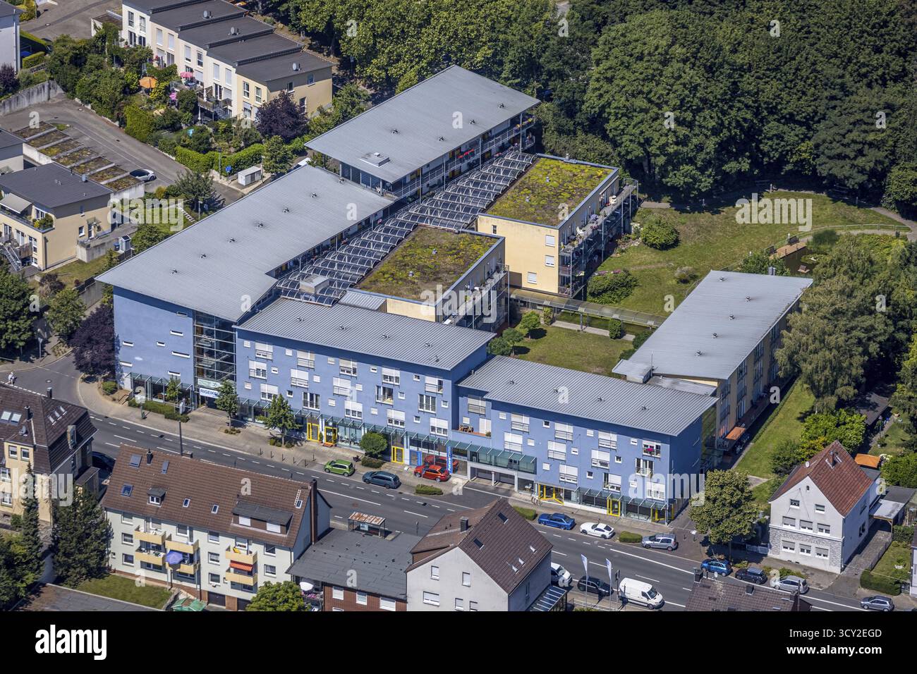 Vista aerea, Rigeikenhof Assisted Living Centre, Witten, distretto Ennepe-Ruhr, zona della Ruhr, Renania settentrionale-Vestfalia, Germania Foto Stock