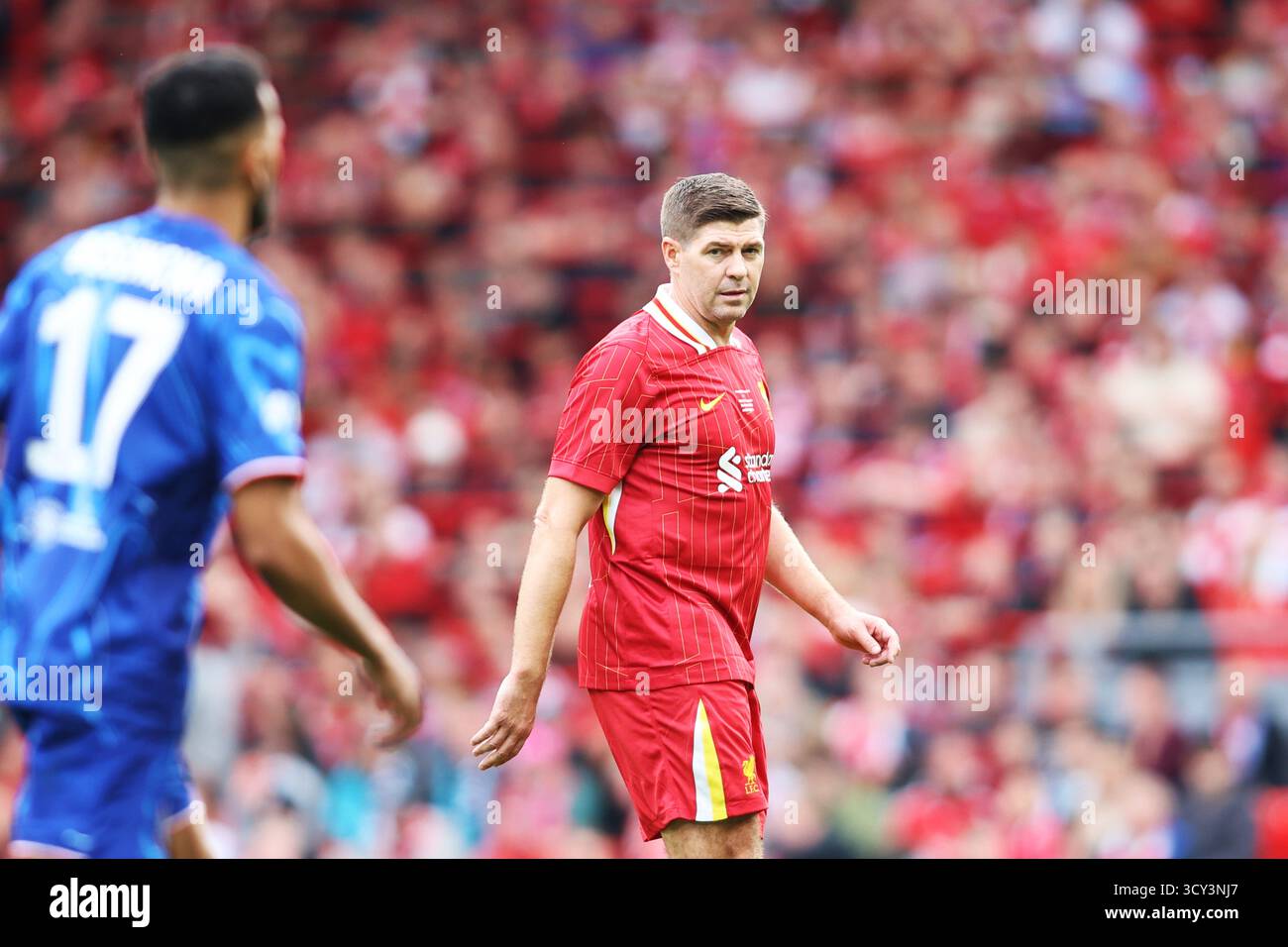 Steven Gerrard durante il match Liverpool FC Legends vs Chelsea Legends ad Anfield Foto Stock