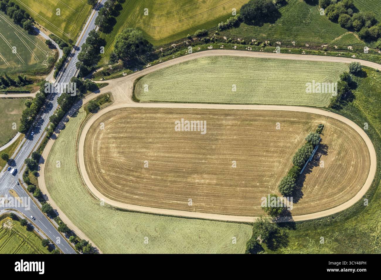 Foto aeree, ippodromo, Moers, regione della Ruhr, Renania settentrionale-Vestfalia, Germania, Germania, GERMANIA, Europa, occhi d'uccello, vista, fotografia aerea, fotografia aerea Foto Stock