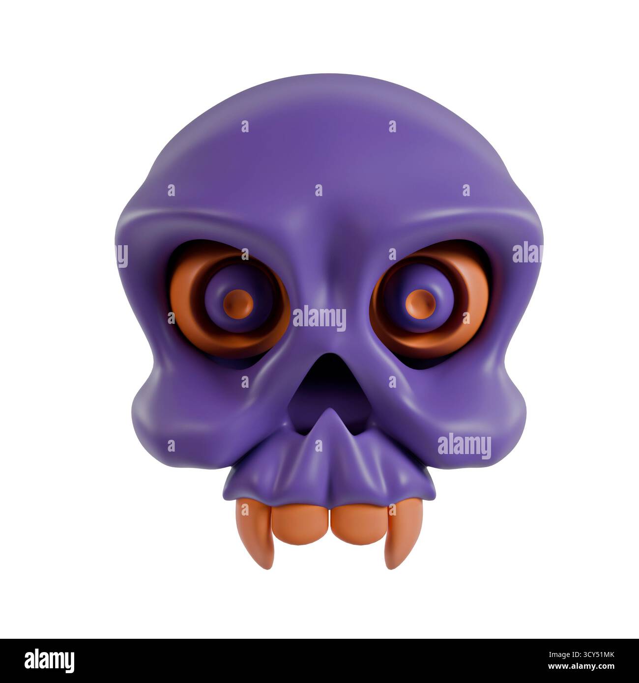Illustrazione di rendering 3D dell'icona di Halloween Skull isolata su sfondo bianco Foto Stock