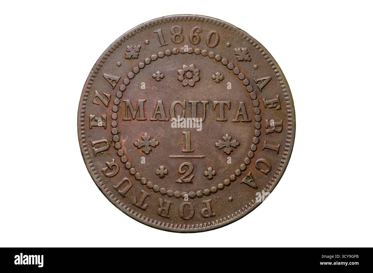 ½ Macuta Coin dell'Angola Foto Stock