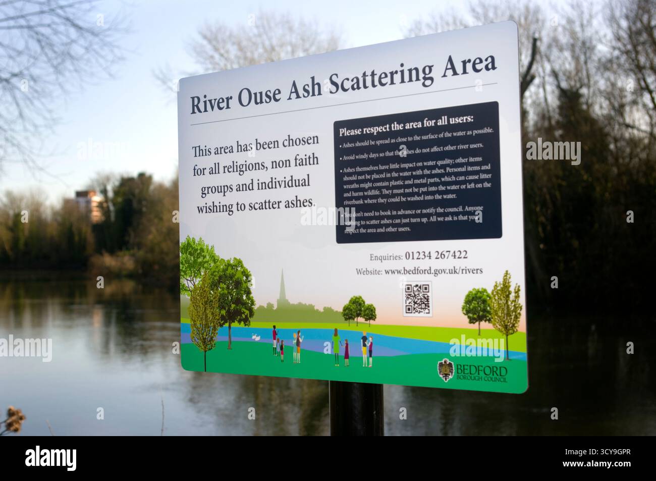 Area di dispersione River Great Ouse Ash Foto Stock