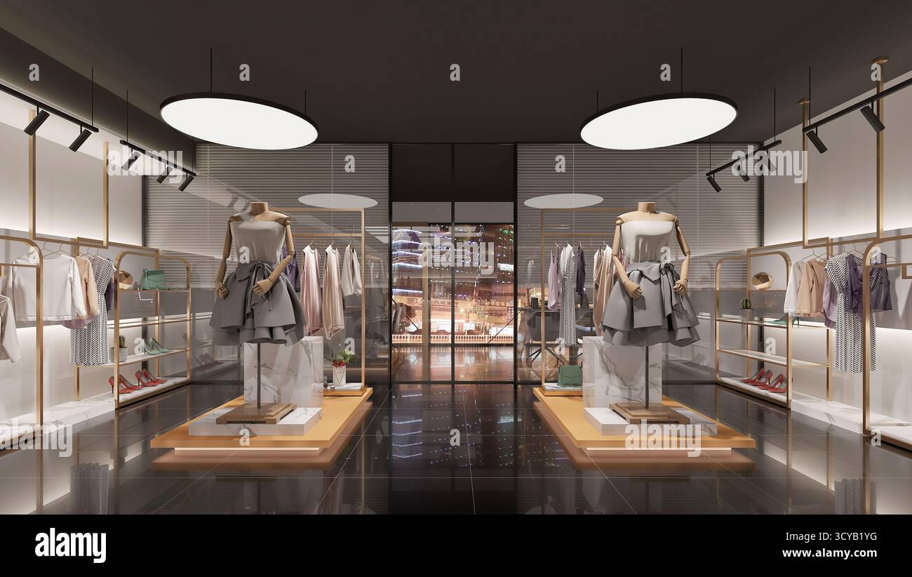 3D render di retail store Foto Stock