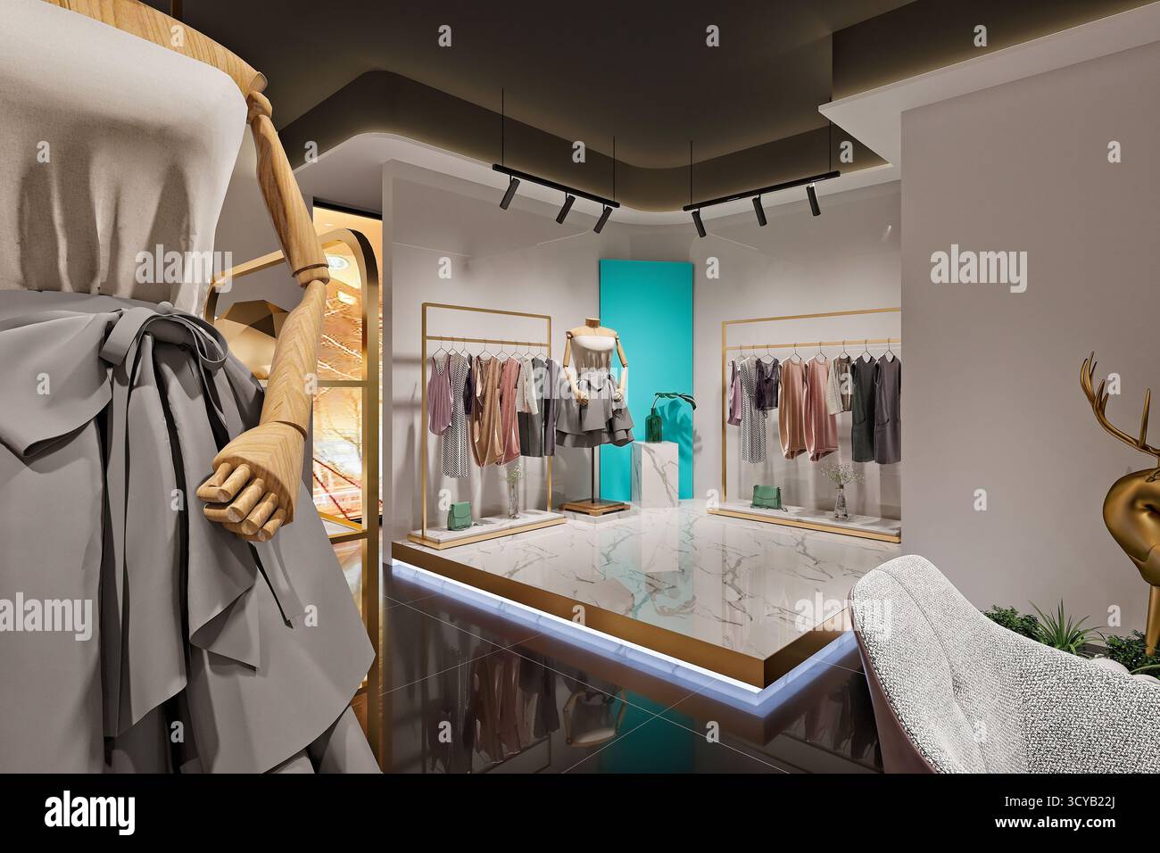 3D render di retail store Foto Stock