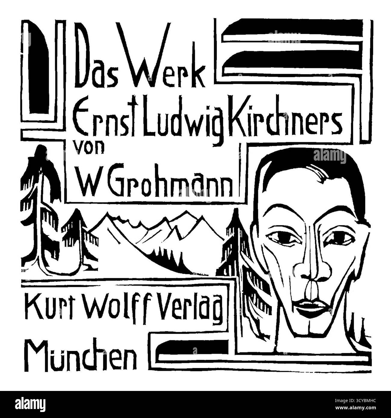 Prospetto per l'opera di Ernst Ludwig Kirchner di W. Grohmann - 1920s German Expressionist Print, Modernist Art Publication, High-Resolution Foto Stock