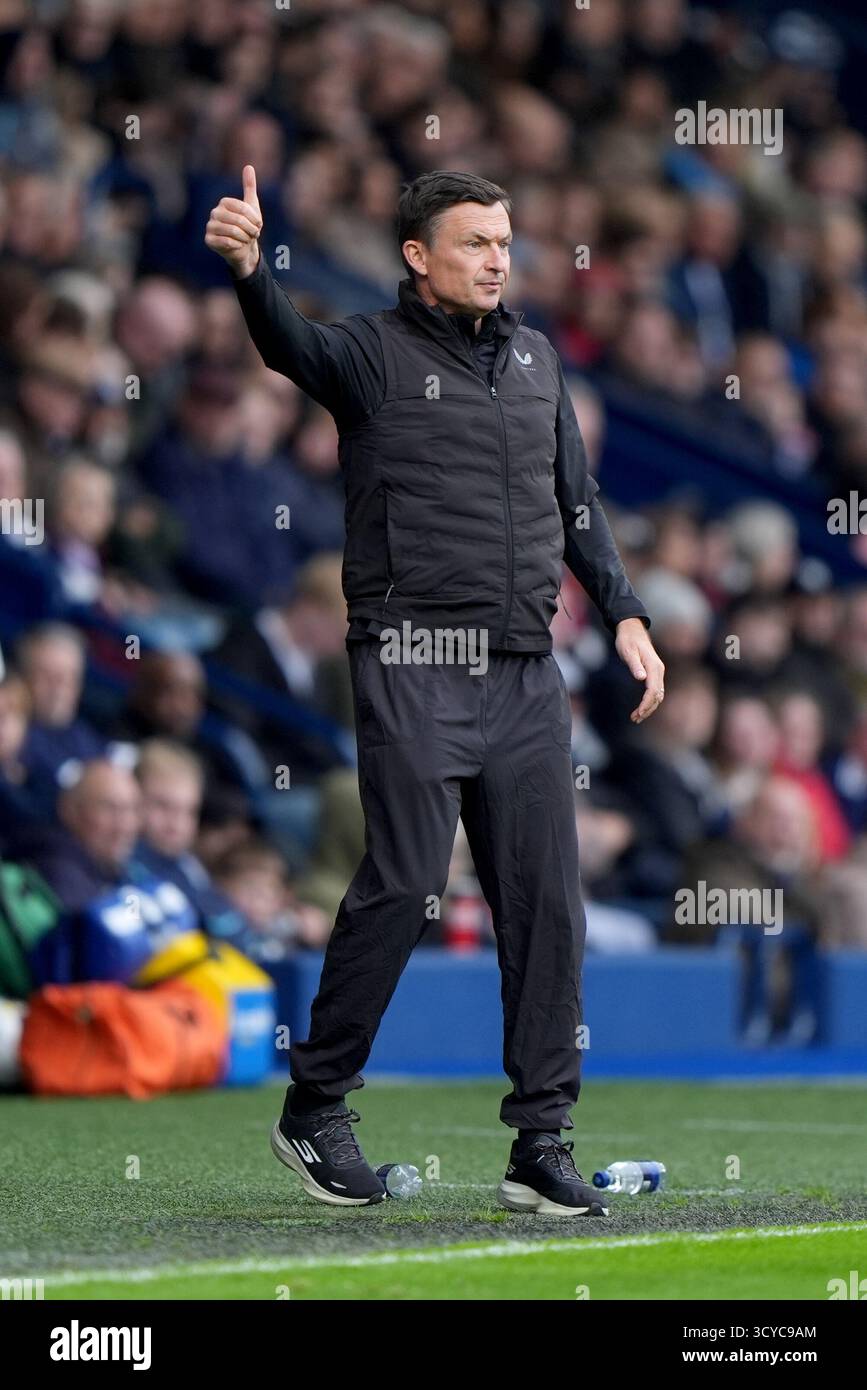 Il manager del Preston North End Paul Heckingbottom durante lo Sky Bet Championship match agli Hawthorns, West Bromwich. Data foto: Sabato 18 ottobre 2025. Foto Stock