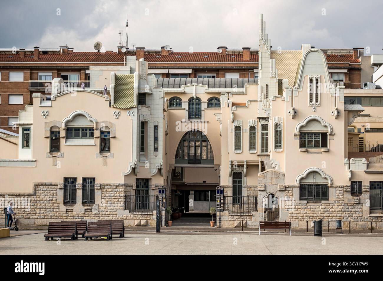 Il Farinera Teixidor (1910), un eccezionale edificio modernista in stile Art Nouveau a Girona, Catalogna, Spagna Foto Stock