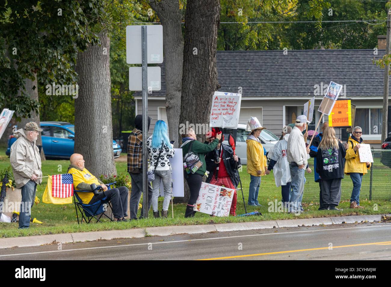 No Kings Rally, Greenville Michigan, USA, 18 ottobre 2025 Foto Stock