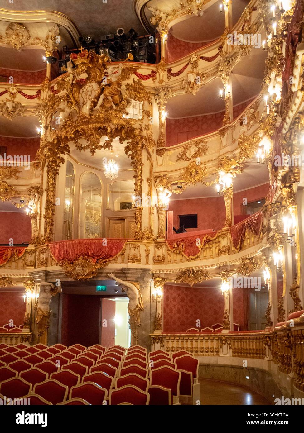 Interni del teatro Cuvilliés, Monaco di Baviera Rezidenz Foto Stock