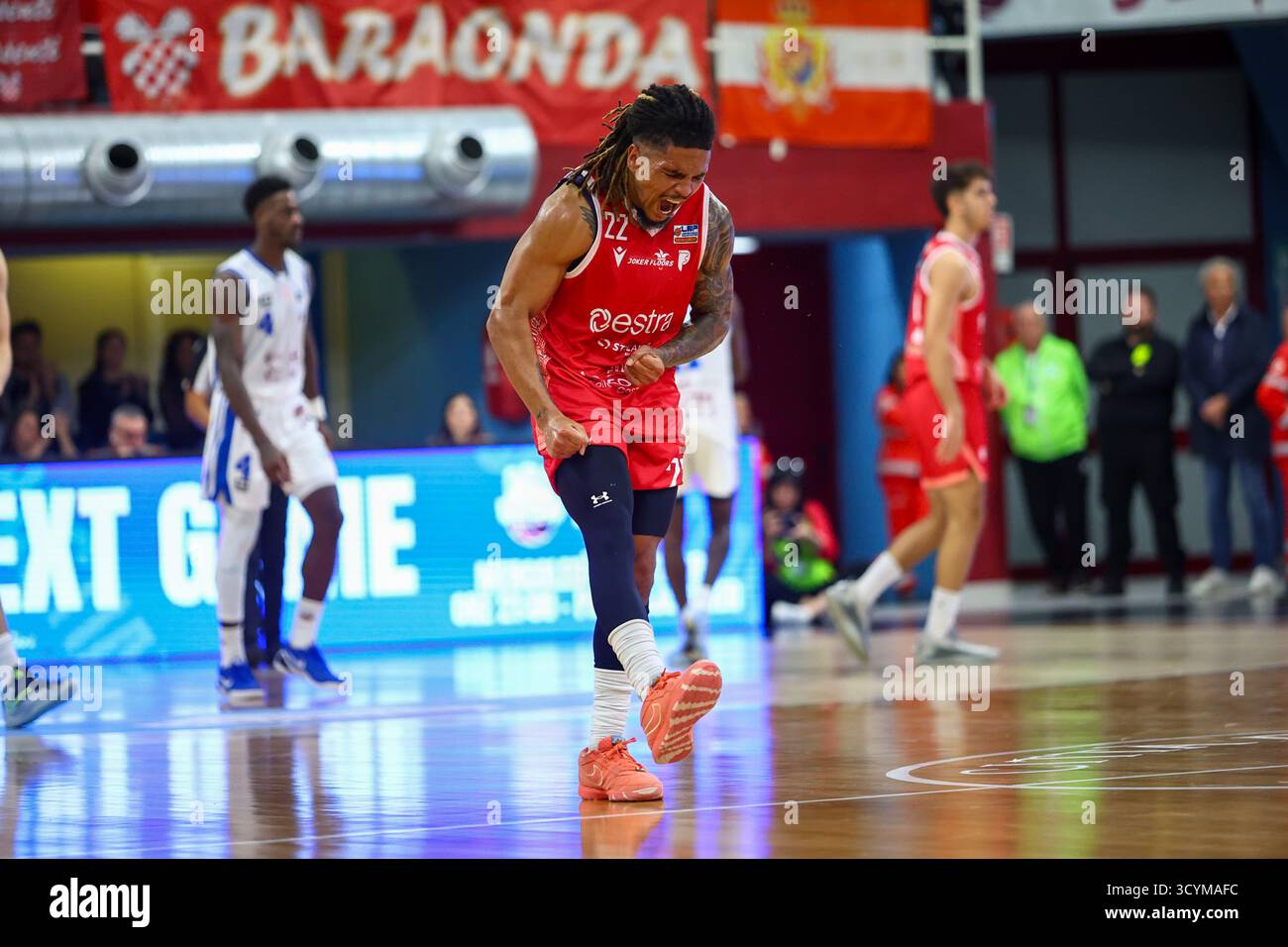 Rieti, Ri, Italia. 19 ottobre 2025. JOHNSON RIETI durante RSR Sebastiani Rieti vs Estra Pistoia - Old Wide West serie A2 Maschile 2025-2026 - Round 7 regular season (Credit Image: © Alessio De Marco/ZUMA Press Wire) SOLO USO EDITORIALE! Non per USO commerciale! Foto Stock