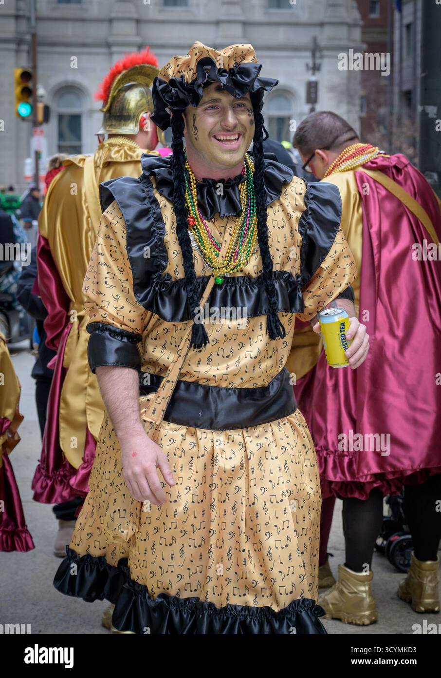 Scena della sfilata annuale di Mummer's Day di Capodanno a Philadelphia. Foto Stock