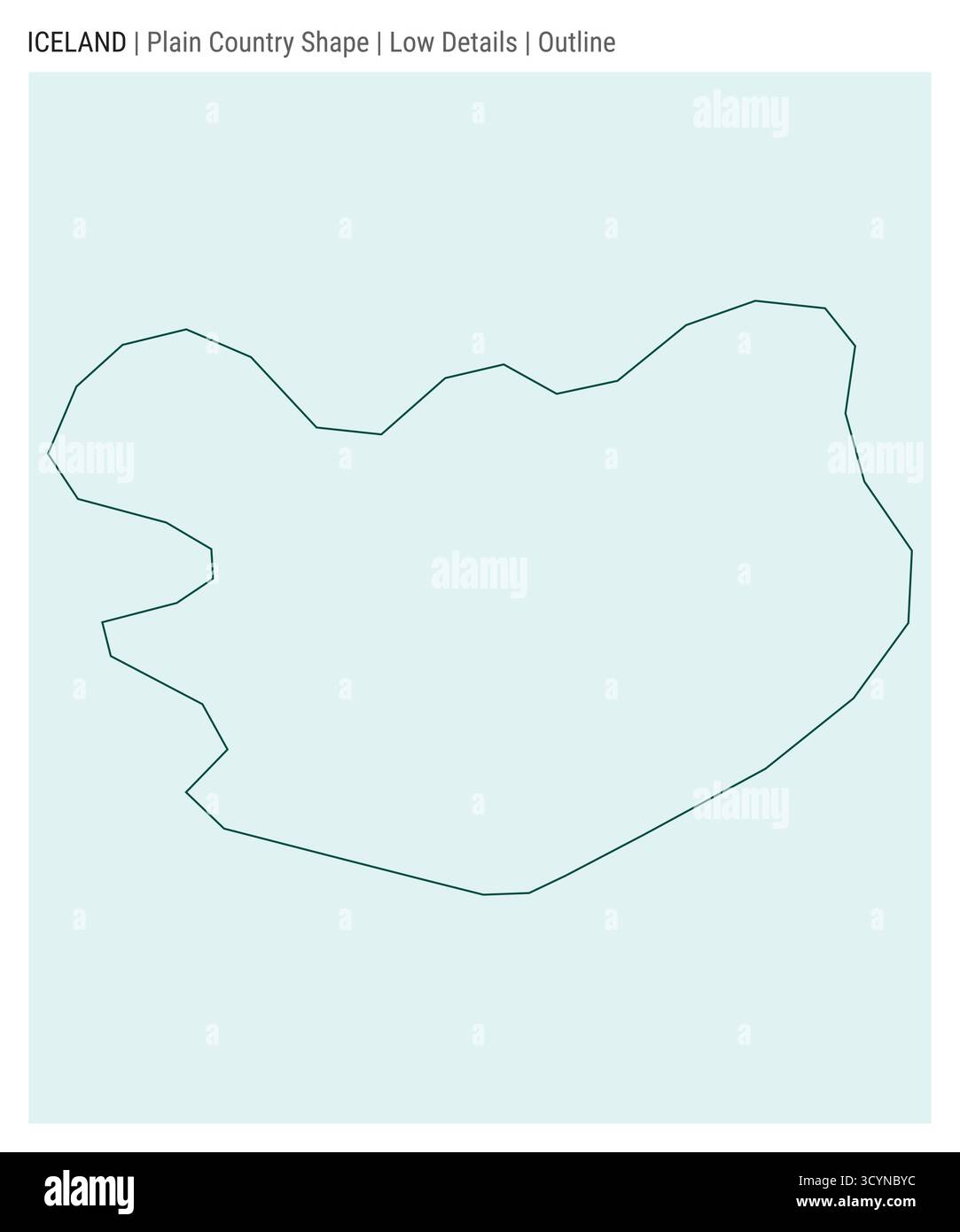 Mappa della pianura islandese. Dettagli bassi. Stile contorno. Forma dell'Islanda. Illustrazione vettoriale. Illustrazione Vettoriale