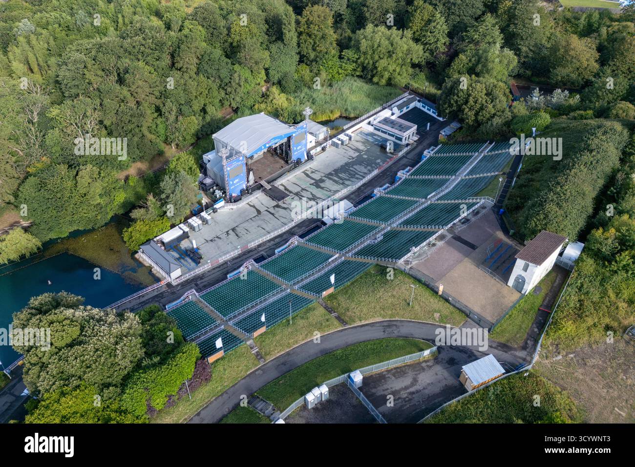 Vista aerea del teatro all'aperto di Scarborough, Scarborough, North Yorkshire, Regno Unito. Foto Stock